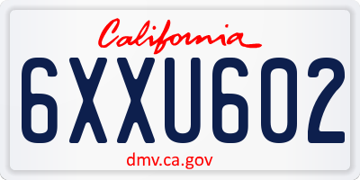 CA license plate 6XXU602