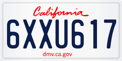 CA license plate 6XXU617