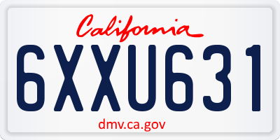 CA license plate 6XXU631