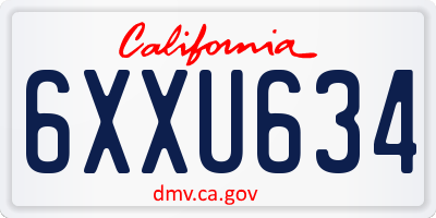 CA license plate 6XXU634
