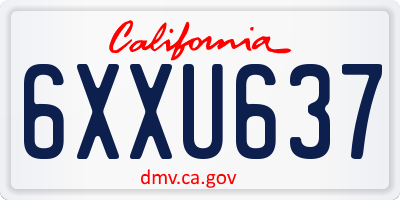 CA license plate 6XXU637