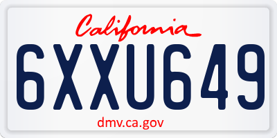 CA license plate 6XXU649