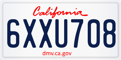CA license plate 6XXU708