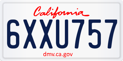 CA license plate 6XXU757