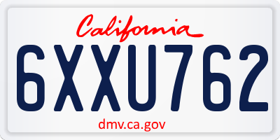 CA license plate 6XXU762