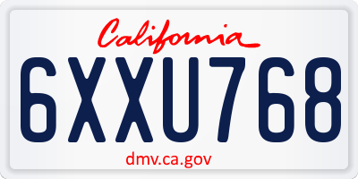 CA license plate 6XXU768