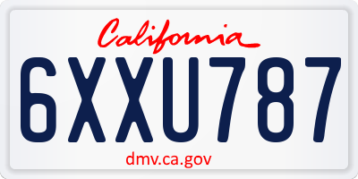 CA license plate 6XXU787