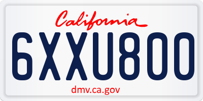 CA license plate 6XXU800