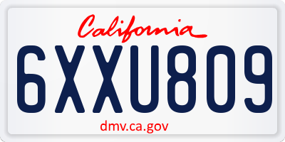 CA license plate 6XXU809