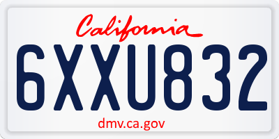 CA license plate 6XXU832