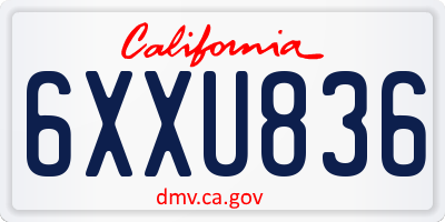 CA license plate 6XXU836
