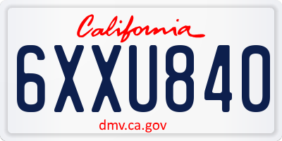 CA license plate 6XXU840