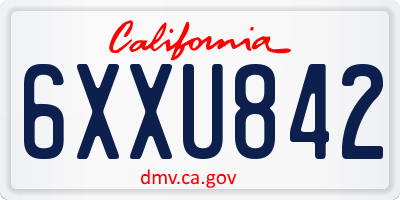 CA license plate 6XXU842