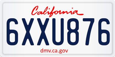 CA license plate 6XXU876