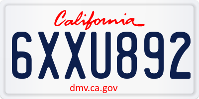 CA license plate 6XXU892