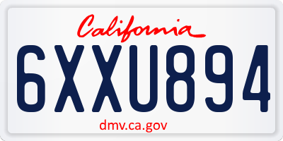 CA license plate 6XXU894