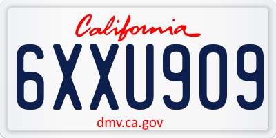 CA license plate 6XXU909