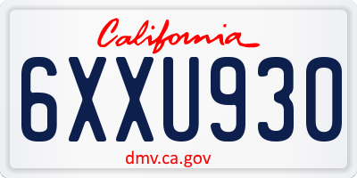 CA license plate 6XXU930