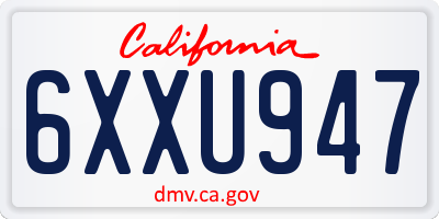 CA license plate 6XXU947