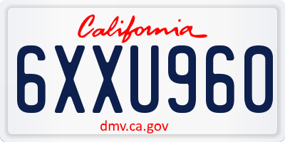 CA license plate 6XXU960