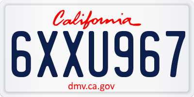 CA license plate 6XXU967