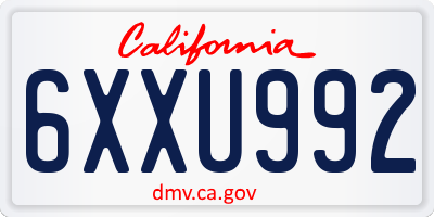 CA license plate 6XXU992