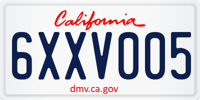 CA license plate 6XXV005