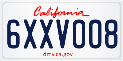 CA license plate 6XXV008