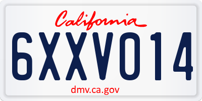 CA license plate 6XXV014