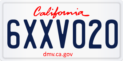 CA license plate 6XXV020
