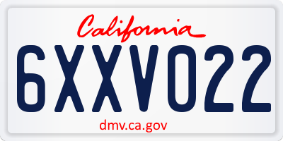 CA license plate 6XXV022
