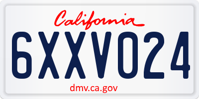 CA license plate 6XXV024
