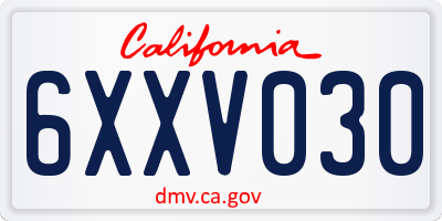 CA license plate 6XXV030