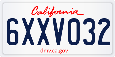 CA license plate 6XXV032