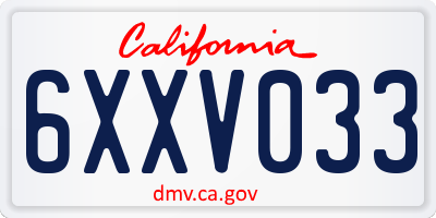 CA license plate 6XXV033