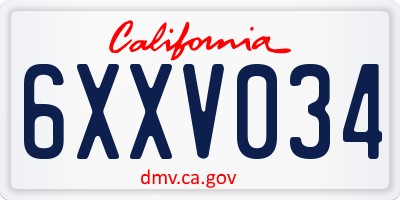 CA license plate 6XXV034
