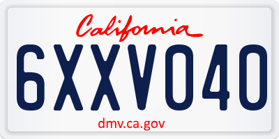 CA license plate 6XXV040