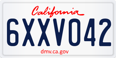 CA license plate 6XXV042