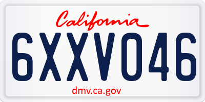 CA license plate 6XXV046