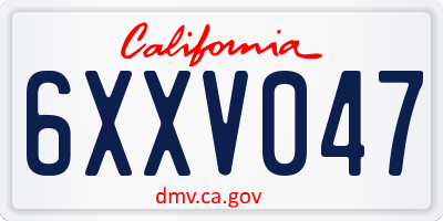 CA license plate 6XXV047