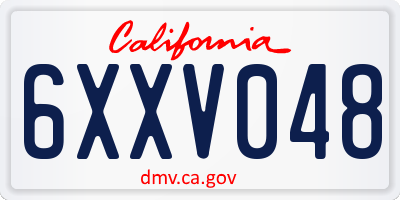 CA license plate 6XXV048