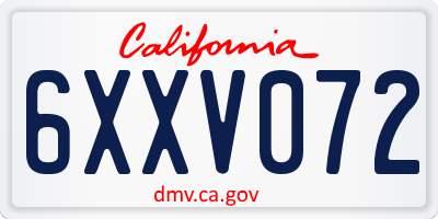 CA license plate 6XXV072