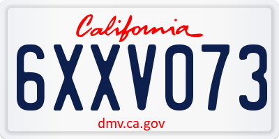 CA license plate 6XXV073