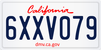 CA license plate 6XXV079