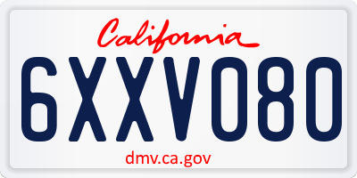 CA license plate 6XXV080
