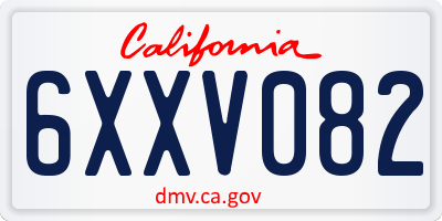 CA license plate 6XXV082