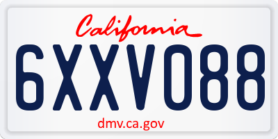 CA license plate 6XXV088