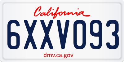 CA license plate 6XXV093