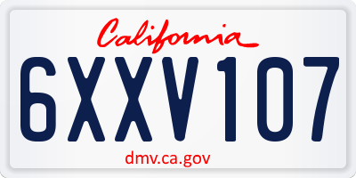 CA license plate 6XXV107