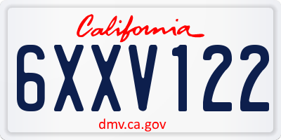 CA license plate 6XXV122